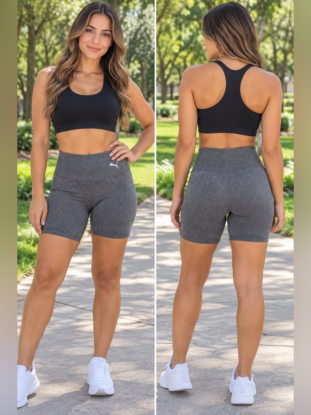 PUMA High Waist Biker Shorts Gray Size XL